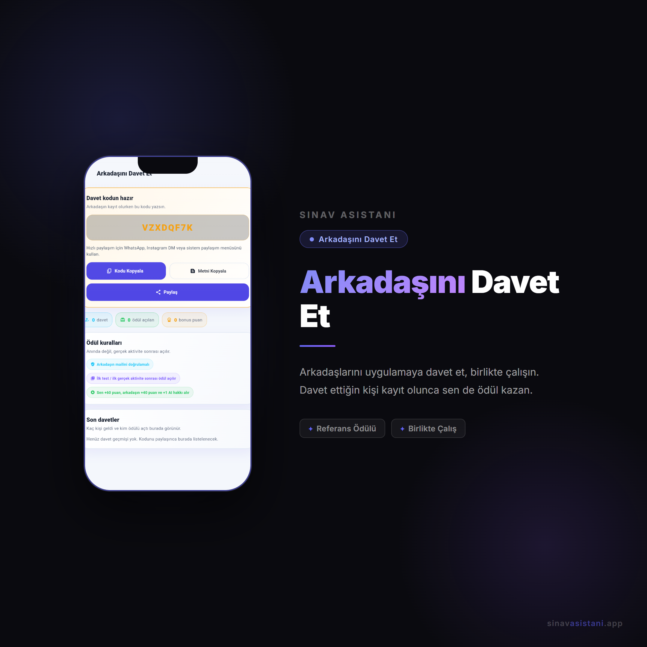 Davet et ekranı — arkadaşını davet et