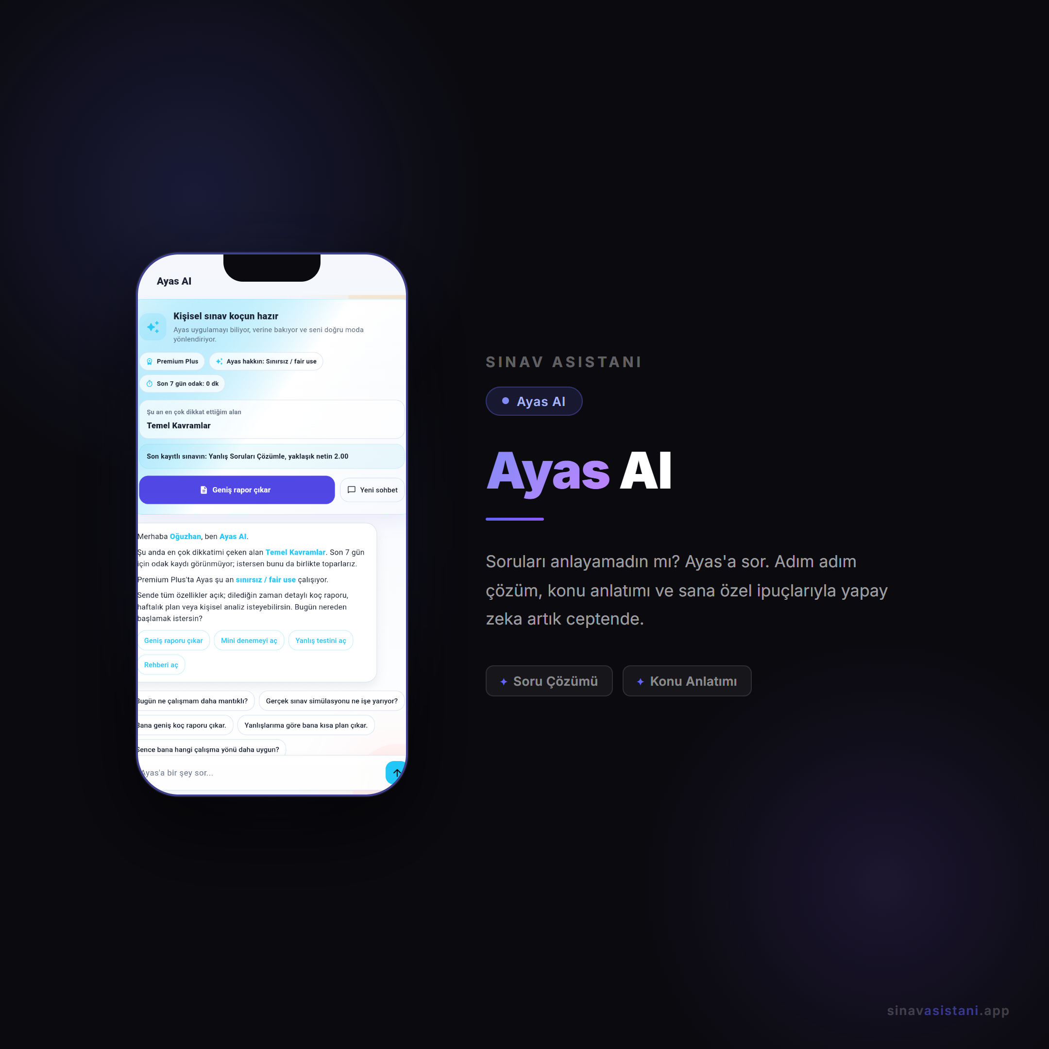 Ayas AI soru çözüm ekranı